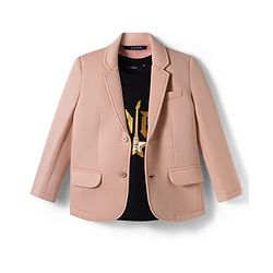 Pine Kids Knit Full Sleeves Solid Blazer With Printed Inner Tee - Pink
