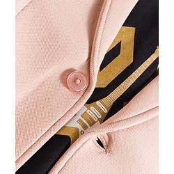 Pine Kids Knit Full Sleeves Solid Blazer With Printed Inner Tee - Pink