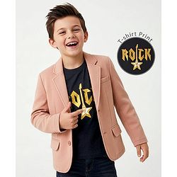 Pine Kids Knit Full Sleeves Solid Blazer With Printed Inner Tee - Pink