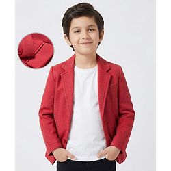 Pine Kids Knit Full Sleeves Solid Blazer - Red