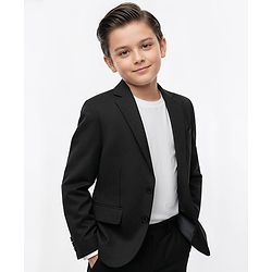 Pine Kids Knit Full Sleeves Solid Blazer - Black