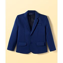 Pine Kids Knit Full Sleeves Solid Blazer with Printed Inner Tee - Blue