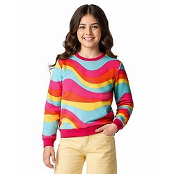 Pine Kids Cotton Knit Full Sleeves Printed Sweatshirt - Multicolor