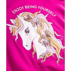 Pine Kids Cotton Knit Full Sleeves Sweatshirt With Unicorn Print - Fuchsia
