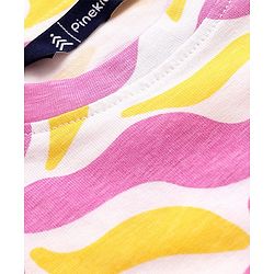 Pine Kids Cotton Knit Half Flutter Sleeves Top with Abstract Print - Multicolor