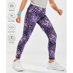 Pine Active Knit Full Length Super Stretch Printed Leggings - Violet