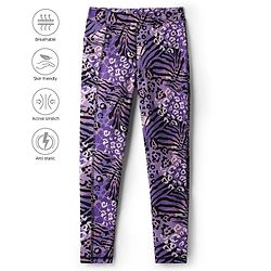 Pine Active Knit Full Length Super Stretch Printed Leggings - Violet