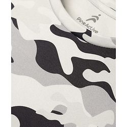 Pine Active Knit Half Sleeves T-Shirt with Camouflage Print - Grey & Black