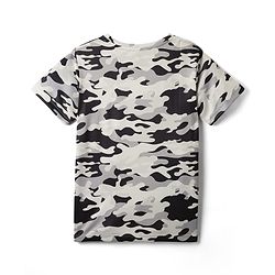 Pine Active Knit Half Sleeves T-Shirt with Camouflage Print - Grey & Black