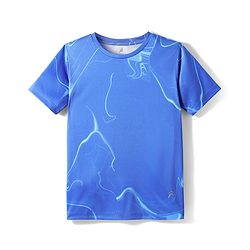 Pine Active Knit Half Sleeves T-Shirt with Abstract Print - Blue