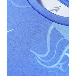 Pine Active Knit Half Sleeves T-Shirt with Abstract Print - Blue