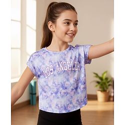 Pine Active Knit Half Sleeves T-Shirt with Text Print - Lavender
