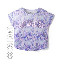 Pine Active Knit Half Sleeves T-Shirt with Text Print - Lavender
