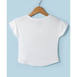 Pine Active Knit Half Sleeves T-Shirt with Butterfly Print - White