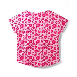 Pine Active knit Half Sleeves Top with Text Print - Pink