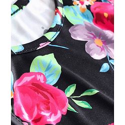 Pine Active Knit Sleeveless Floral Printed T-Shirt - Black