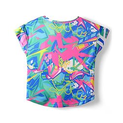 Pine Active Knit Half Sleeves T-Shirt with Abstract Print - Multicolor