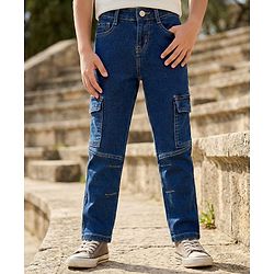 Pine Kids Denim Woven Full Length Washed Jeans - Blue