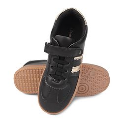 Pine Kids Velcro Closure Sneakers with Stripes - Black & Gold
