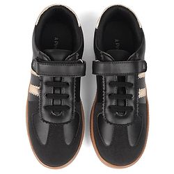 Pine Kids Velcro Closure Sneakers with Stripes - Black & Gold