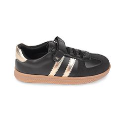 Pine Kids Velcro Closure Sneakers with Stripes - Black & Gold