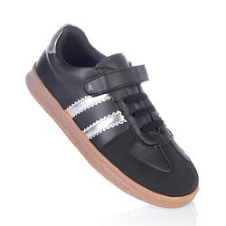 Pine Kids Velcro Closure Sneakers with Stripes - Black & Gold