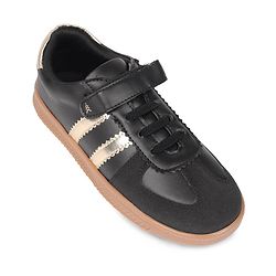 Pine Kids Velcro Closure Sneakers with Stripes - Black & Gold