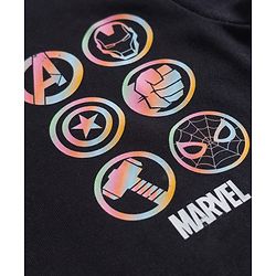 Pine Kids Marvel Single Jersey Knit Full Doctor Sleeves T-Shirt with Front & Back Avengers Graphics - Black