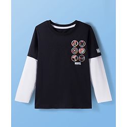 Pine Kids Marvel Single Jersey Knit Full Doctor Sleeves T-Shirt with Front & Back Avengers Graphics - Black