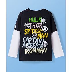 Pine Kids Marvel Single Jersey Knit Full Doctor Sleeves T-Shirt with Front & Back Avengers Graphics - Black