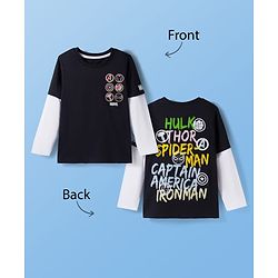 Pine Kids Marvel Single Jersey Knit Full Doctor Sleeves T-Shirt with Front & Back Avengers Graphics - Black
