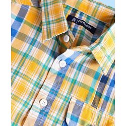 Pine Kids Cotton Woven Full Sleeves Checkered Shirt - Yellow
