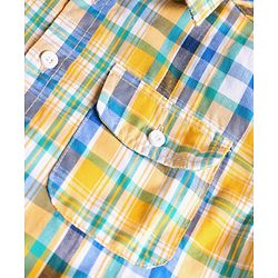 Pine Kids Cotton Woven Full Sleeves Checkered Shirt - Yellow