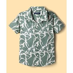 Pine Kids Viscose Woven Half Sleeves Printed Shirt - Green