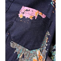 Pine Kids Cotton Woven Half Sleeves Abstract Printed Shirt with Inner Tee - Navy Blue