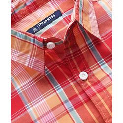 Pine Kids Cotton Woven Full Sleeves Checked Shirt with Inner Tee - Dark Orange & White