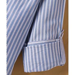 Pine Kids Cotton Woven Full Sleeves Striped Shirt with Mandarin Collar - Sky Blue & White