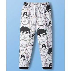 Pine Kids Marvel Single Jersey Knit Full Sleeves Night Suit With Avengers Graphics - White