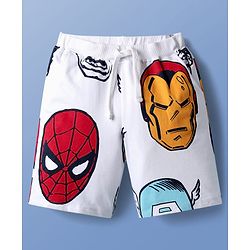 Pine Kids Marvel Single Jersey Knit Half Sleeve T-Shirt & Shorts  Set with Avengers Graphics - White