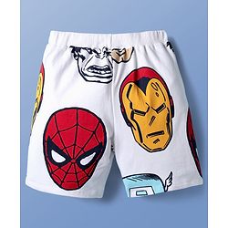 Pine Kids Marvel Single Jersey Knit Half Sleeve T-Shirt & Shorts  Set with Avengers Graphics - White