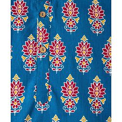 Pine Kids Cotton Woven Full Sleeves Kurta With Floral Print - Blue