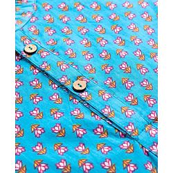 Pine Kids Cotton Woven Full Sleeves Kurta with Floral Print - Light Blue
