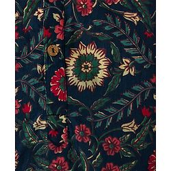 Pine Kids Cotton Woven Full Sleeves Kurta Pajama Set with Floral Print - Navy Blue
