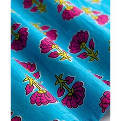Pine Kids Cotton Woven Full Sleeves Kurta Pyjama Set with Floral Print - Blue