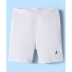 Pine Kids Cotton Lycra Knit Above Knee Length Solid Cycling Shorts Pack of 3 - White