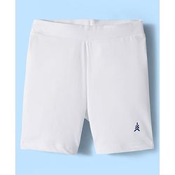 Pine Kids Cotton Lycra Knit Above Knee Length Solid Cycling Shorts Pack of 3 - White