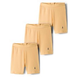 Pine Kids Cotton Lycra Knit Above Knee Length Solid Cycling Shorts Pack of 3 - Tan