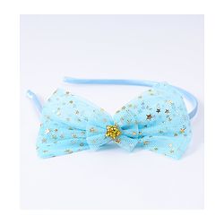 Pine Kids Hair Accessories Combo Set With Bow Applique Free Size Pack of 6 - Aqua Blue