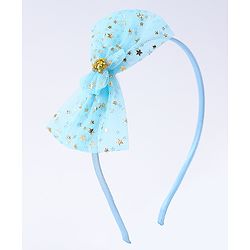 Pine Kids Hair Accessories Combo Set With Bow Applique Free Size Pack of 6 - Aqua Blue
