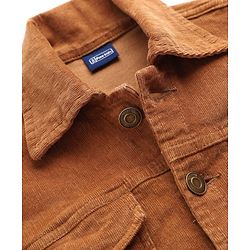 Pine Kids Cotton Woven Full Sleeves Solid Coloured Jacket - Khaki